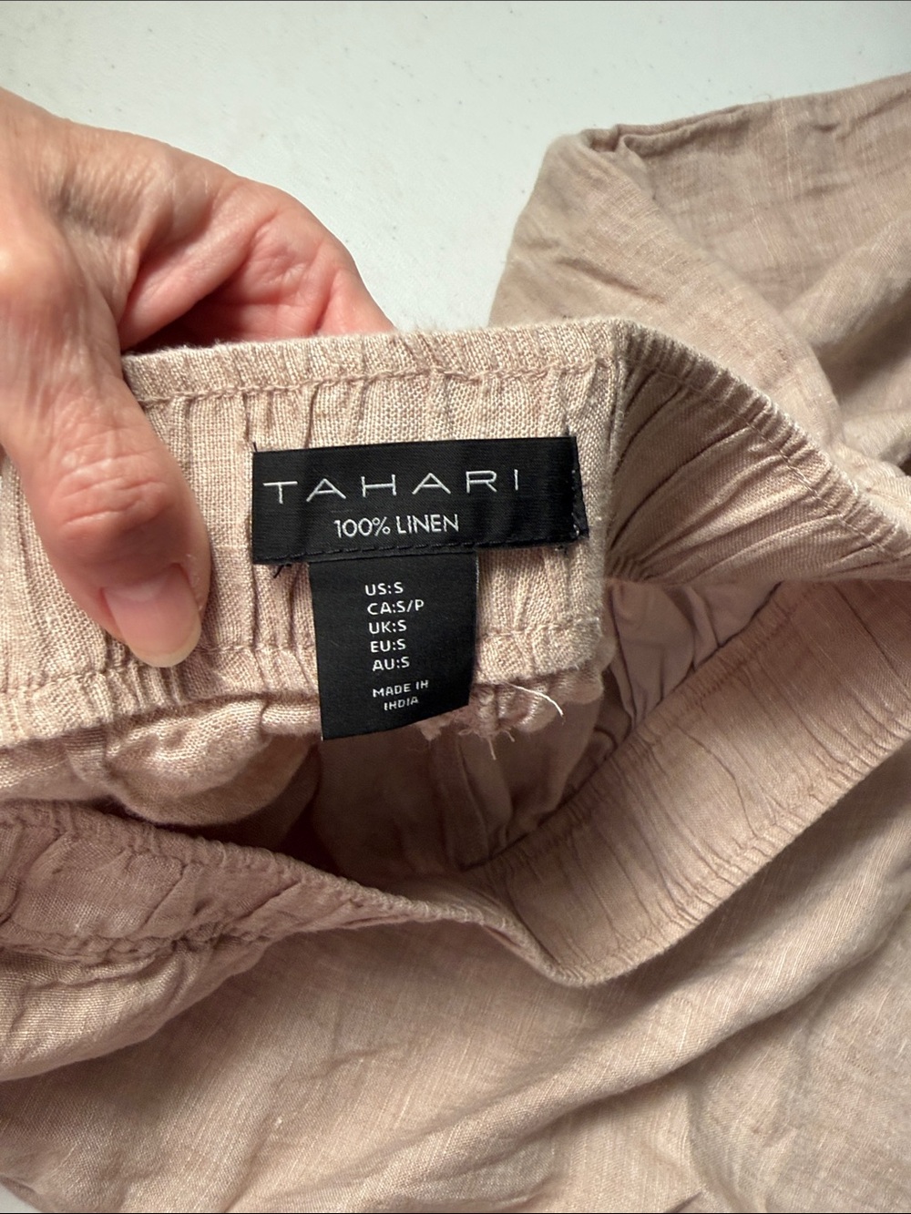 Tahari Natural Beige Wide-Leg Linen-Blend Pants - Picture 4 of 5